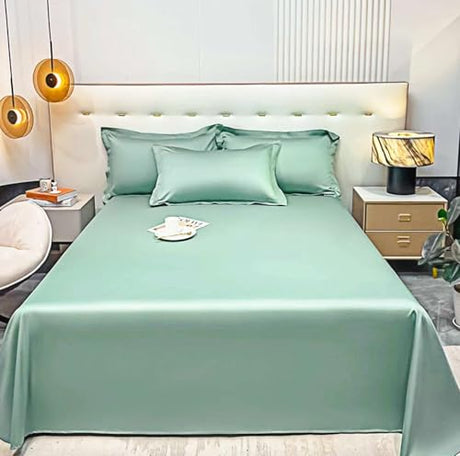 Queen Size Flat Sheet Only, Soft 300 Thread Count 100% Cotton Sheets, Sateen, Cooling & Breathable Bed Sheets, Top Sheet, Flat Sheet Only, Single Flat Sheets Only (Queen, Sage Green) HMACOLOR BEDDING