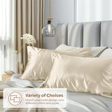 Pure Bedding Satin Pillowcase 2 Pack - King Size (20"x40", Ivory) - Silky Pillow Cases for Hair and Skin - Satin Pillow Covers with Envelope Closure - Extra Soft Premium Microfiber Pure Bedding