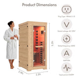 ENSTVER Infrared Wood Sauna 5.4Ft 1 Person, Luxury Full Spectrum Far Infrared Sauna Features Low EMF 1240w 7-Light Dynamic & Music Speakers, Canadian Hemlock Dry Indoor Saunas for Home & Gym ENSTVER