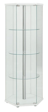 4-shelf Hexagon Shaped Curio Cabinet White and Clear 950001 Coaster Home Furnishings