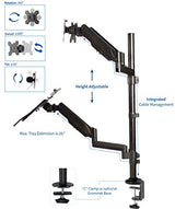 VIVO Black Dual Monitor Sit-Stand Height Adjustable Workstation, Standing Desk Mount with Pneumatic Spring, Holds 2 Screens up to 32 inches STAND-SIT2B VIVO