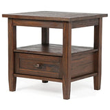 SIMPLIHOME Warm Shaker SOLID WOOD 20 inch Wide Rectangle Rustic End Table in Distressed Charcoal Brown with Storage, 1 Drawer, 1 Shelf, for the SIMPLIHOME