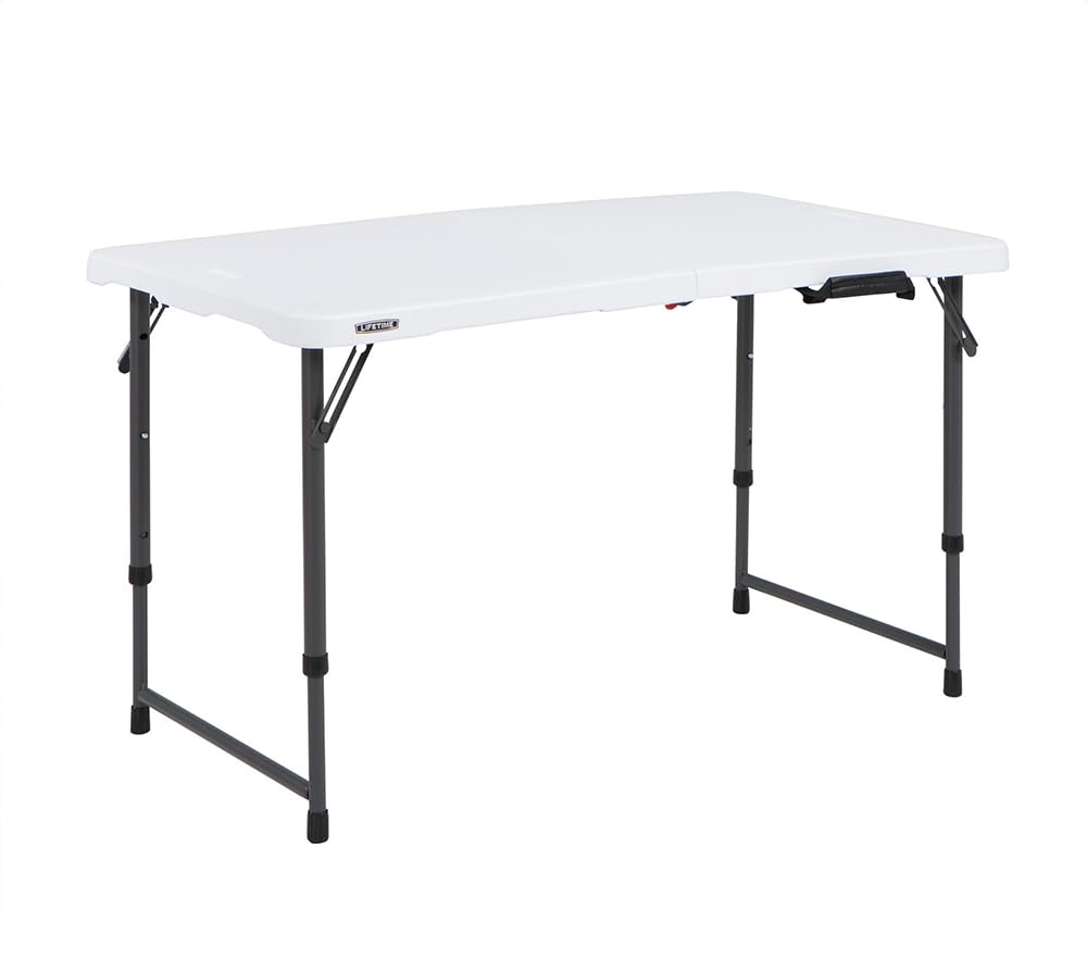 Lifetime Fold-in-Half Adjustable Folding Table, 4 Foot Lifetime