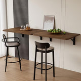 Dogsky Wall Mounted Folding Table, Floating Desk 24x15.7Inch, Fold Down Shelf Wall Mounted with Heavy Iron Brackets, Foldable Table for Launrdy Room, Office Study Work Bench, Kitchen Dining, Walnut Dogsky