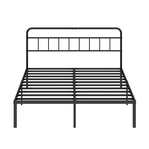 Ziguxiao Queen Bed Frame with Classic Headboard,Strong Metal Slats Support,Under Bed Storage Space,No Box Spring Needed,Easy to Assemble,Black Ziguxiao