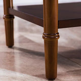 Leick Home Coastal Console Table, Solid Wood, with Drawer and Shelf, for Entryways, Hallways, and Living Rooms, Pecan Brown, 20027-PC Leick Home