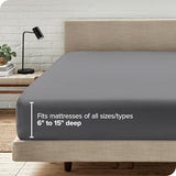 Bare Home Fitted Bottom Sheet Twin Extra Long - Premium 1800 Microfiber - Ultra-Soft Wrinkle Free - Deep Pocket - Twin XL Fitted Sheet (Twin XL, Grey) Bare Home