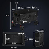 Sekey 220L Collapsible Foldable Wagon with 330lbs Weight Capacity, Heavy Duty Folding Utility Garden Cart with Big All-Terrain Beach Wheels & Drink Holders. Black Sekey