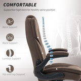 HOMCOM High Back Office Chair, Executive Desk Chair with Swivel Wheels, Flip-up Armrest, Adjustable Height, Modern Diamond Fabric Computer Chair for Home Office, Dark Brown HOMCOM