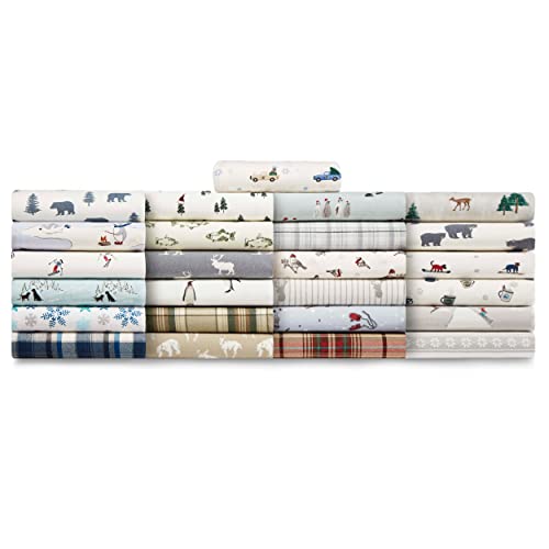 Eddie Bauer - Queen Sheets, Cotton Flannel Bedding Set, Brushed For Extra Softness, Cozy Home Decor (Snowflake Fair Isle, Queen) Eddie Bauer