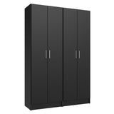 Madesa Wardrobe Armoire Closet Pantry Storage Cabinet with 4 Doors and 10 Utility Shelves 47" L Wooden Organization Unit for Bedroom, Office, Laundry Room, Kitchen, and Garage (Black) Madesa