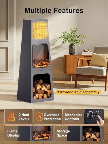 Uthfy 47IN Electric Fireplace Heater for Indoor Use, Fake Corner Electric Fireplace with 2 Modes,3D Flame Effect, Overheat Protection, Large Room Space Heater for Bedroom, Livingroom, Office, Garage Uthfy