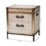 Baxton Studio Laura Vintage White Canvas 2-Drawer End Table Trunk Baxton Studio