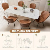 Nalupatio Dining Chairs Set of 6, Modern Dining Room Chairs Comfy Backrest Thick Upholstered Kitchen Chairs 19IN Height with Metal Legs Brown Nalupatio