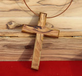 Wooden Cross Necklace, Christian gift, Faith Cross Pendant for the church and home Car Rearview Mirror Pendant, Olive wood from Bethlehem, Certificate of Origin, size 2.7" x 1.8" THE JERUSALEM GIFT SHOP SINCE 2004