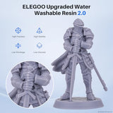 ELEGOO Upgraded Water Washable Resin 2.0, 3D Printer Resin with Low Viscosity and High Precision, 405nm Rapid UV-Curing Photopolymer Resin, 3D Resin for LCD/DLP 3D Printing, Grey 2000G ELEGOO