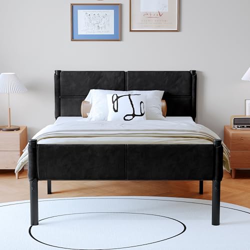 Henshwon Metal Bed Frame,14Inch Twin Size Bed Frame with Storage Space,Heavy Duty Sturdy Mattress Foundation,Easy Assembly,No Box Spring Needed,Black Twin Henshwon