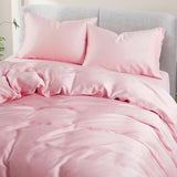 VACVELT 3PCS Cooling Duvet Cover Full/Queen Size, 60% Tencel Lyocell + 40% Cotton Comforter Cover Set for Hot Sleeper, Moisture Wicking & Silky, Hotel Bedding Set, Soft & Breathable, Blush Pink VACVELT