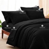 CozyLux Queen Comforter Set Black Seersucker 7 Pieces Bed in a Bag Queen Comforter Set with Sheets, Luxury Soft Bedding Set with Down Alternative Comforter, Sheets, Pillowcases & Shams for All Seasons CozyLux
