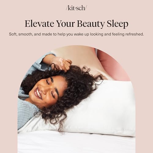 Kitsch Satin Pillowcase with Zipper for Hair & Skin - Softer Than Silk Pillow Cases, Smooth Cooling Satin Pillow Case, Wrinkle-Free, Machine Washable - Pillow Cases Standard Size (19x26) - Ivory Kitsch