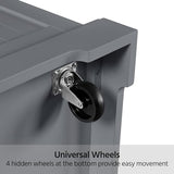 Yaheetech Rolling Kitchen Island with Thicker Rubberwood Countertop, Kitchen Cart on Hidden Wheels with 3 Drawers & Open Shelves, Storage Cabinet w/Inner Adjustable Shelves for Dining Room, Dark Gray Yaheetech