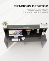 Gguileb Modern Reception Desk, Solid Wood Reception Desk with Counter, Check Out Stand, Retail Checkout Counter for Office, Store, Beauty Salon (Grey+Texture, 78.7in) Gguileb