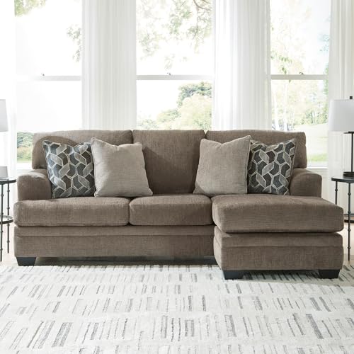 Signature Design by Ashley Stonemeade Casual Right-Arm Facing Sofa Chaise with 4 Toss Pillows, Dark Brown Signature Design by Ashley