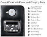 Power Recliner with Zero Gravity,Adjustable Headrest,Wireless Charger,LED Light Faux Leather Electric Reclining Chair Home Theater Seating USB Type-C Port,Cup Holder,Tray Table,Extended Footrest Black