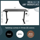 TechOrbits Electric Standing Desk Frame 60 x 24 Inch Tabletop - Motorized Workstation Two Leg Stand Up Desk with Memory Settings and Telescopic Sit Stand Height Adjustment (Black Frame/Wood BrownTop) TechOrbits