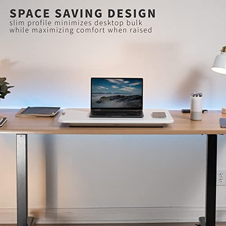 VIVO Ultra-Slim Single Top Height Adjustable Standing Desk Riser, Compact Sit Stand Desktop Converter for Monitor or Laptop, White, DESK-V001JW VIVO