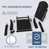 Folding Adirondack Chair with Cup Holder, Poly Lumber Patio Chairs, Wood Texture, Pre-Assembled Weather Resistant Outdoor Chairs for Pool, Deck, Backyard, Garden, Fire Pit Seating, Black POLYDUN