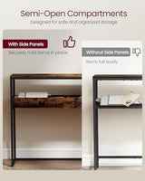 VASAGLE 2-Tier Entryway Table, Narrow Console Table, Semi-Open Compartments, 9.4 x 39.4 x 31.5 Inches, for Hallway, Living Room, Rustic Brown and Ink Black ULNT091K01 VASAGLE