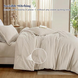PHF Cotton Muslin Comforter Set Queen – 100% Cotton Cover, Ultra Soft & Breathable, 3PCS Lightweight All-Season Bedding with Polyester Fill, 1 Comforter 90"x90" & 2 Pillow Shams 20"x26", Natural PHF