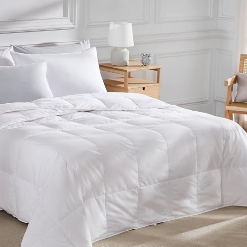 Pacific Coast Lightweight Goose Feather Down Fiber Comforters King Size, Summer Duvet Insert, Ultra Soft, Breathable, Hotel Luxury Bedding Comforter with 8 Tabs, White, 106 x 90 inches Pacific Coast