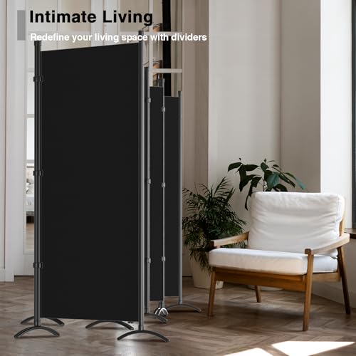 8 Panel Room Divider, Portable Room Dividers Folding Privacy Screens, 172" W Freestanding Fabric Divider for Room Separation, Partition Room Divider Panel for Dorm Home Studio Office, Black TANGJEAMER