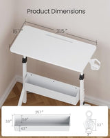 ErGear Mobile Standing Desk with Wheels, Adjustable Height 28.3″ to 46.3″, Rolling Laptop Cart with Cup Holder, Storage Basket, Computer & Pen Slot, Home Office Stand Up Desk, White (31.5″ x 15.75″) ErGear