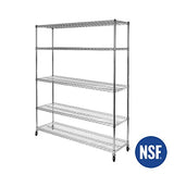Seville Classics UltraDurable Heavy Duty NSF Solid Steel Wire Rack Storage Unit Organizer for Garage, Warehouse, Office, Restaurant, Classroom, Kitchen, 5-Tier Shelving, 60" W x 18" D Seville Classics