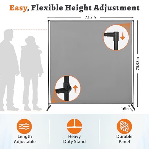 Room Divider Single Panel, 71''W x 71''H Height Adjustable Large Room Divider Panel for Office, Fabric Portable Privacy Screen Wall Divider for Room Separation, Freestanding Partition Separators JAUZVIL