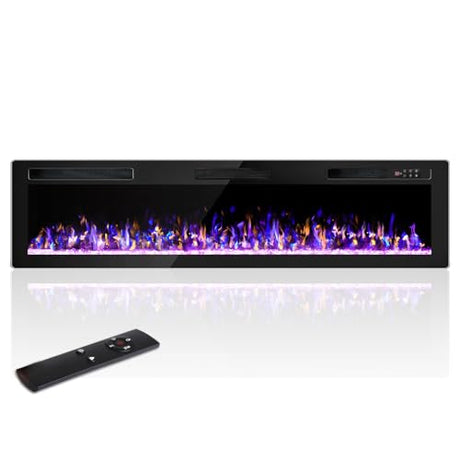 OFIKA Electric Fireplace Inserts Ultra-Thin Freestanding 750/1500W Electric Fireplace Heater Wall Mounted or Recessed Fireplace Electric with Adjustable Multicolor Flame,Timer (72 inch) OFIKA