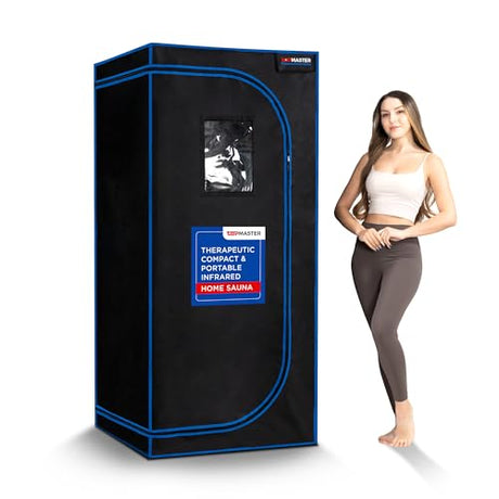 TopMaster Compact Infrared Home Easy Sit-in Design, Spa Size, Detox Therapy, Foldable Chair, Energy Efficient, Zippers for Reading, 1300W Power, Max 140°F Sauna, Black TopMaster
