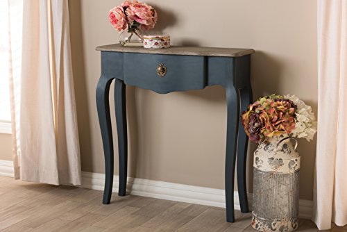 Baxton Studio Elancourt Classic and Provincial Spruce Finished Console Table, Blue Baxton Studio