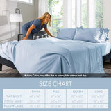 ClevaHome Queen Size Sheet Set - 6 Piece Soft Breathable Luxury Bed Sheet Set - Shrinkage & Fade Resistant Embroidered Bedding Sheet with Deep Pocket, 2 Extra Pillowcases (Queen, Chambray Blue) Cleva