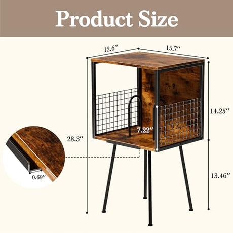 Faesun Record Player Stand with Storage Holds 100+ Vinyl Records, Industrial Turntable Stand with Storage Shelf, LP Album Organizer Cabinet for Small Spaces,Rustic End Table Faesun