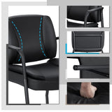 Furniwell Office Guest Chair Waiting Room Reception Chairs Set of 2, PU Leather Executive Desk Chair with Padded Armrests for Meeting Conference (Black)