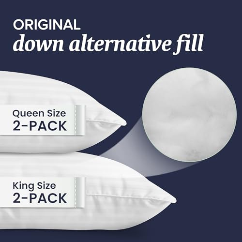 Beckham Hotel Collection Bed Pillows King Size Set of 2 - Down Alternative Pillow for Back, Stomach or Side Sleepers Beckham Hotel Collection