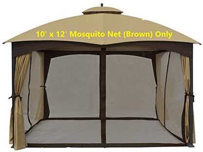 APEX GARDEN 10 Ft. x 12 Ft. Gazebo Replacement Mosquito Netting (Brown)