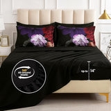 WONGS BEDDING Black Comforter Set King Size, 7 Pieces Floral Bed in a Bag Set, Luxury Red Flower Bedding Set, Soft Microfiber for All Season with Pillowcases & Shams,Sheets(90"×104") WONGS BEDDING