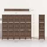 HOMCOM Room Divider, 5 Panel 67" Tall Wood Privacy Screen with 3 Display Shelves, and Folding Storage for Bedroom or Home Office, Walnut HOMCOM