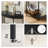 unipaws Fluted Half Moon Console Table, Modern 2-Tier Black Entryway Console, Sofa Back Table for Living Room, Hallway & Foyer (36" Width) unipaws