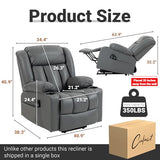 Culect Electric Lift Recliner with Massage Heating Function Mild Zero-Gravity and Stand-Assist Feature, Recliner Chair with 2 Remote Controls and USB Port, Large Side Pockets, Gray PU